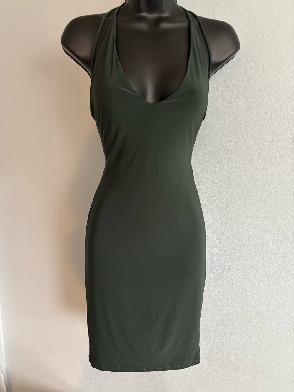Forest Green Halter Mini Dress